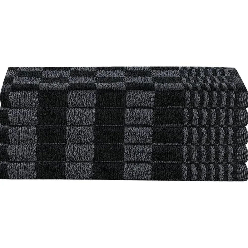 vidaXL Juego de paños 10 unidades algodón Negro y gris Sale
