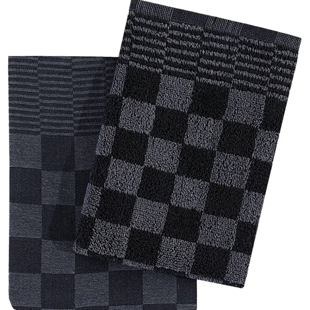 vidaXL Juego de paños 10 unidades algodón Negro y gris Sale