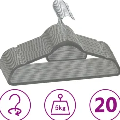 vidaXL Juego de perchas de ropa 20 uds antideslizantes terciopelo Gris Sale
