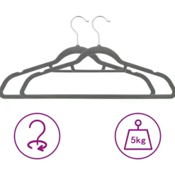 vidaXL Juego de perchas de ropa 20 uds antideslizantes terciopelo Gris Sale
