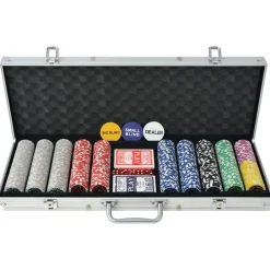 vidaXL Juego de Póker con 500 fichas láser maletín de aluminio
