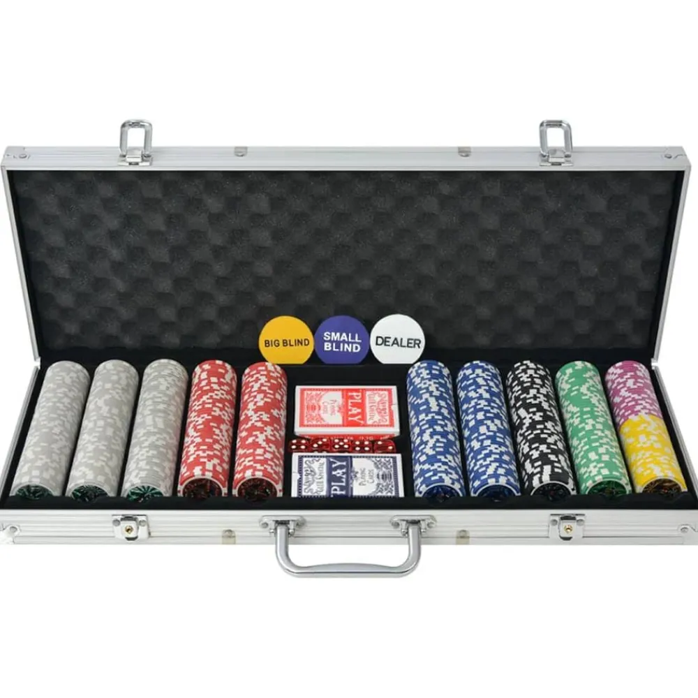 vidaXL Juego de Póker con 500 fichas láser maletín de aluminio