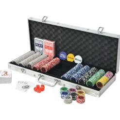 vidaXL Juego de Póker con 500 fichas láser maletín de aluminio