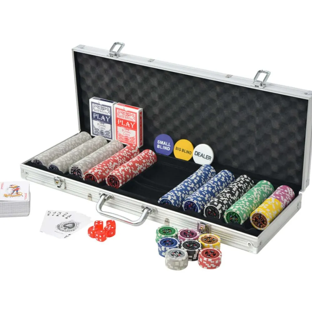 vidaXL Juego de Póker con 500 fichas láser maletín de aluminio