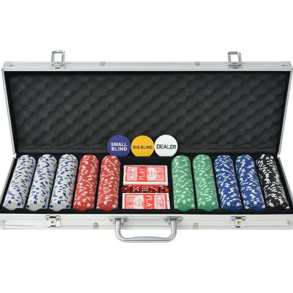 vidaXL Juegos-Juego de Póker con 500 fichas maletín de aluminio