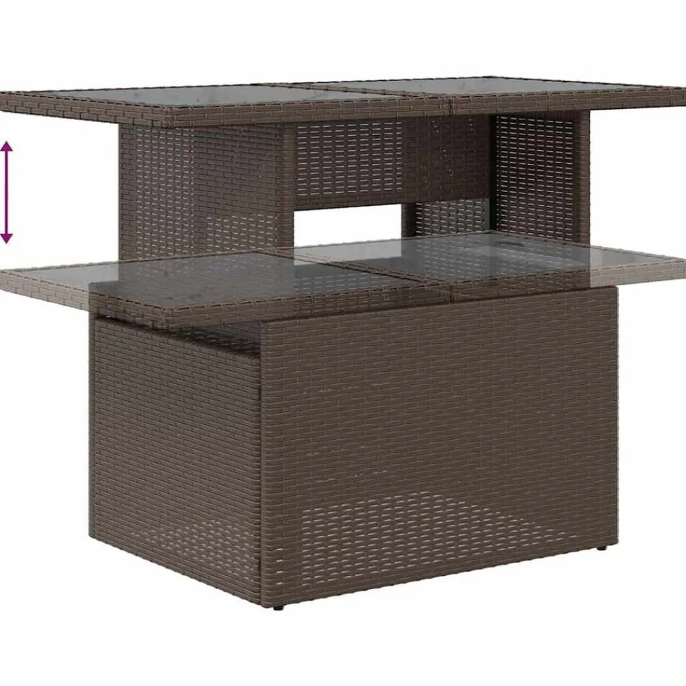 vidaXL Juego de salón con cojín 9 pcs Marrón Poliratán Marrón y crema Sale