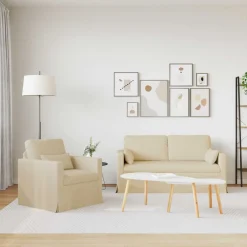 vidaXL Juego de Sofá 2 pcs 158 x 78 x 80 cm tela Crema Clearance