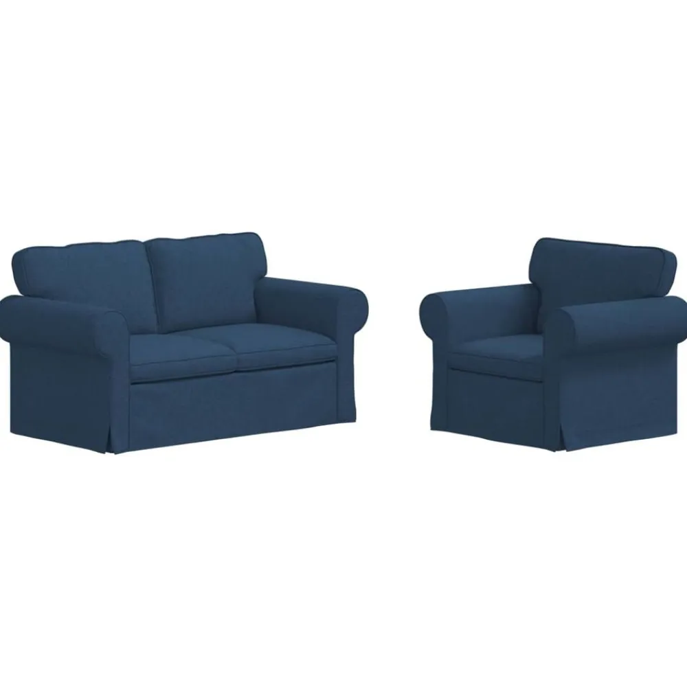vidaXL Juego de Sofá 2 pcs 155 x 82 x 80 cm tela Azul Hot