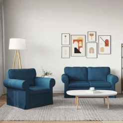 vidaXL Juego de Sofá 2 pcs 155 x 82 x 80 cm tela Azul Hot