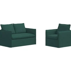 vidaXL Juego de Sofá 2 pcs 136 x 82 x 85 cm Tela Verde oscuro Hot