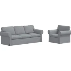 vidaXL Juego de Sofá 2 pcs 215 x 82 x 80 cm tela Gris claro Hot