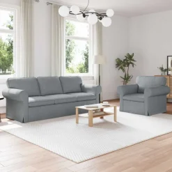 vidaXL Juego de Sofá 2 pcs 215 x 82 x 80 cm tela Gris claro Hot