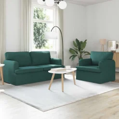 vidaXL Juego de Sofá 2 pcs 162 x 80 x 85 cm tela Verde oscuro Hot