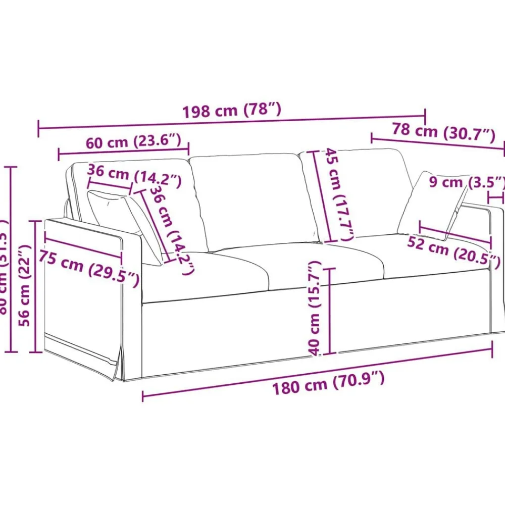 vidaXL Sofás-Juego de Sofá 2 pcs 198 x 78 x 80 cm Terciopelo