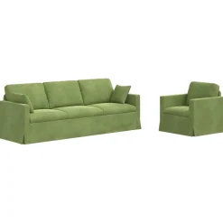 vidaXL Juego de Sofá 2 pcs 228 x 78 x 80 cm Terciopelo Verde claro New