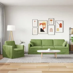vidaXL Juego de Sofá 2 pcs 228 x 78 x 80 cm Terciopelo Verde claro New