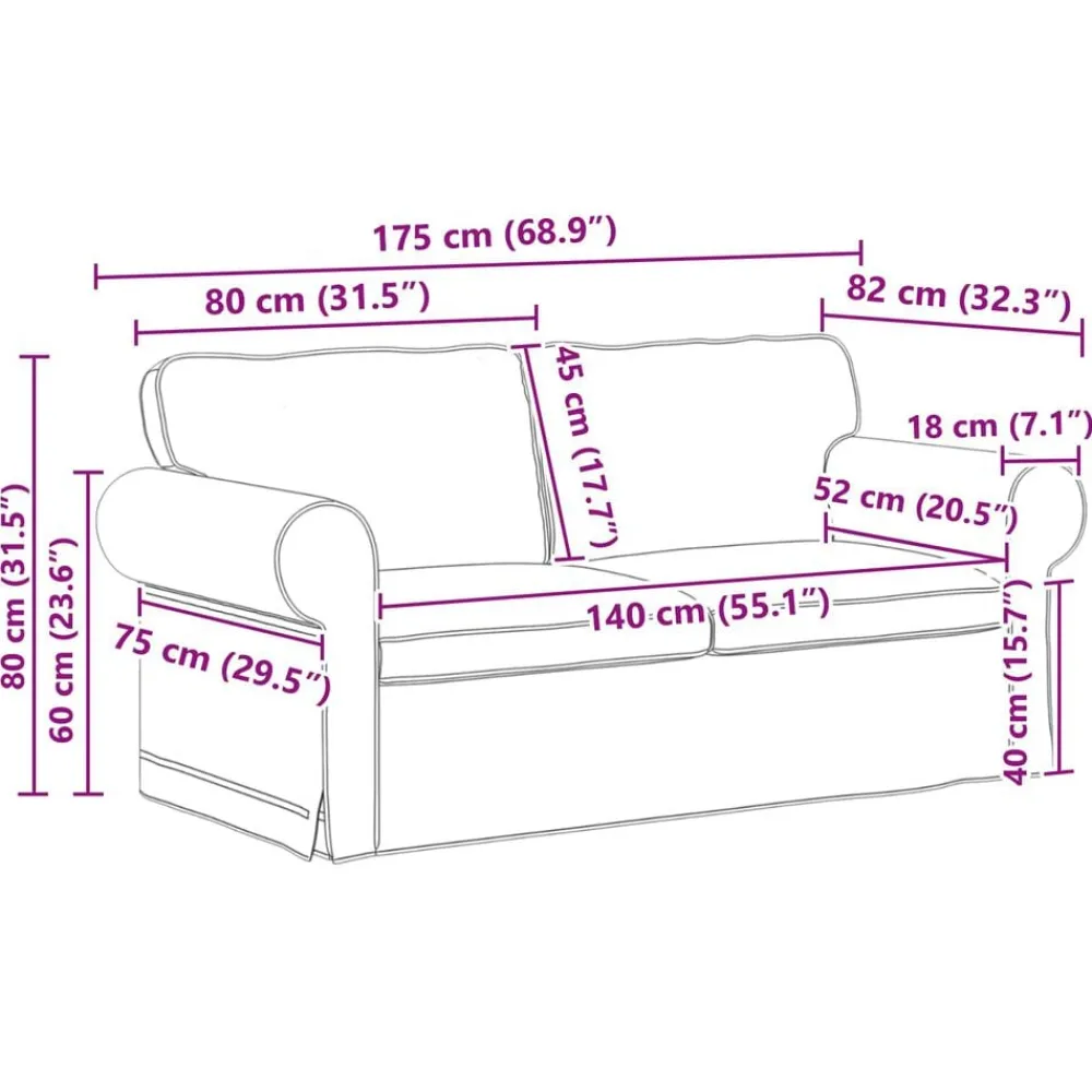 vidaXL Sofás-Juego de Sofá 2 pcs 175 x 82 x 80 cm tela