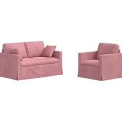 vidaXL Juego de Sofá 2 pcs 138 x 78 x 80 cm Terciopelo Rosa Sale