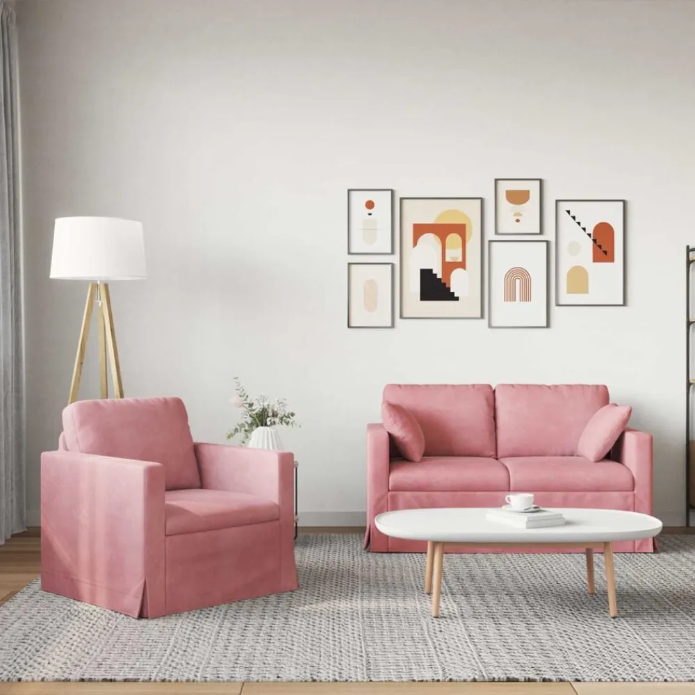 vidaXL Juego de Sofá 2 pcs 138 x 78 x 80 cm Terciopelo Rosa Sale