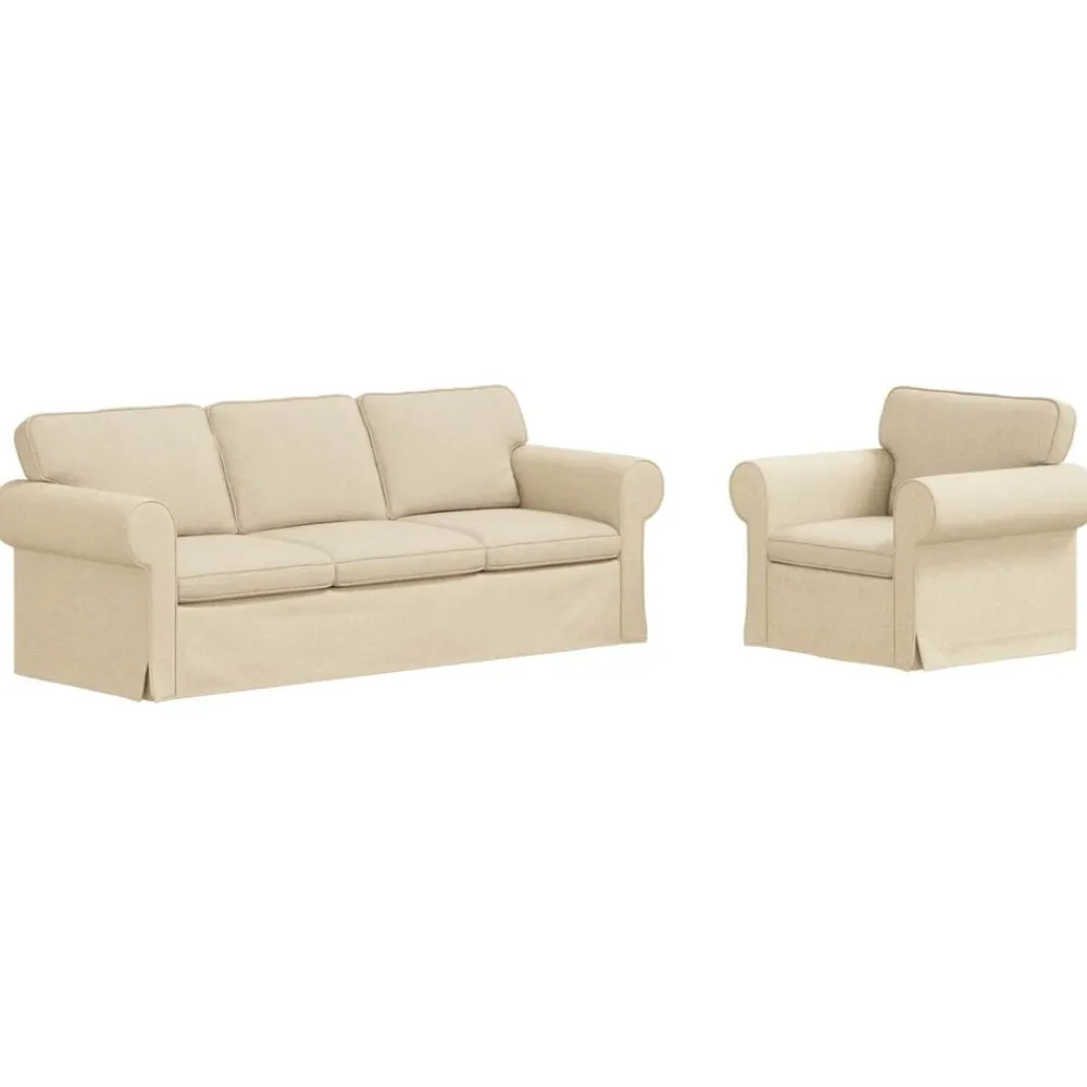 vidaXL Juego de Sofá 2 pcs 215 x 82 x 80 cm tela Crema Hot