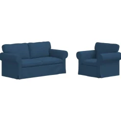 vidaXL Juego de Sofá 2 pcs 175 x 82 x 80 cm tela Azul Sale
