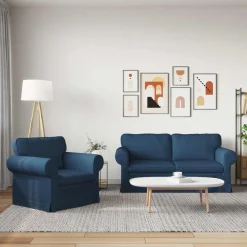 vidaXL Juego de Sofá 2 pcs 175 x 82 x 80 cm tela Azul Sale