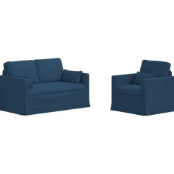 vidaXL Juego de Sofá 2 pcs 139 x 78 x 80 cm tela Azul Discount