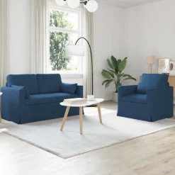 vidaXL Juego de Sofá 2 pcs 139 x 78 x 80 cm tela Azul Discount
