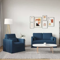 vidaXL Juego de Sofá 2 pcs 139 x 78 x 80 cm tela Azul Discount