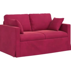 vidaXL Juego de Sofá 2 pcs Rojo vino 138 x 78 x 80 cm Terciopelo Rojo vino tinto New