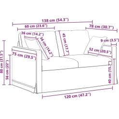 vidaXL Juego de Sofá 2 pcs Rojo vino 138 x 78 x 80 cm Terciopelo Rojo vino tinto New