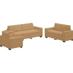 vidaXL Juego de Sofá 3 pcs Marrón 221 x 80 x 80 cm Terciopelo Marr&oacute;n Online