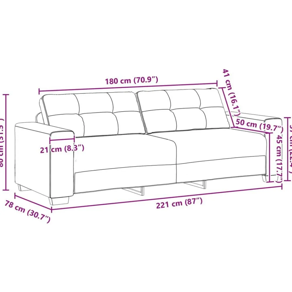 vidaXL Juego de Sofá 3 pcs Marrón 221 x 80 x 80 cm Terciopelo Marrón Online