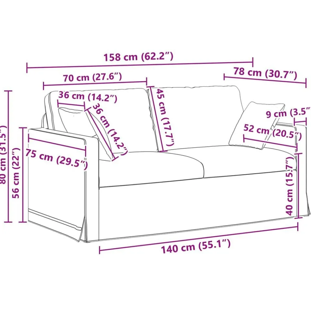vidaXL Sofás-Juego de Sofá 2 pcs 158 x 78 x 80 cm Terciopelo