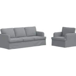 vidaXL Juego de Sofá 2 pcs 144 x 80 x 85 cm tela Gris claro New