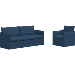 vidaXL Juego de Sofá 2 pcs 196 x 82 x 85 cm Tela Azul Outlet