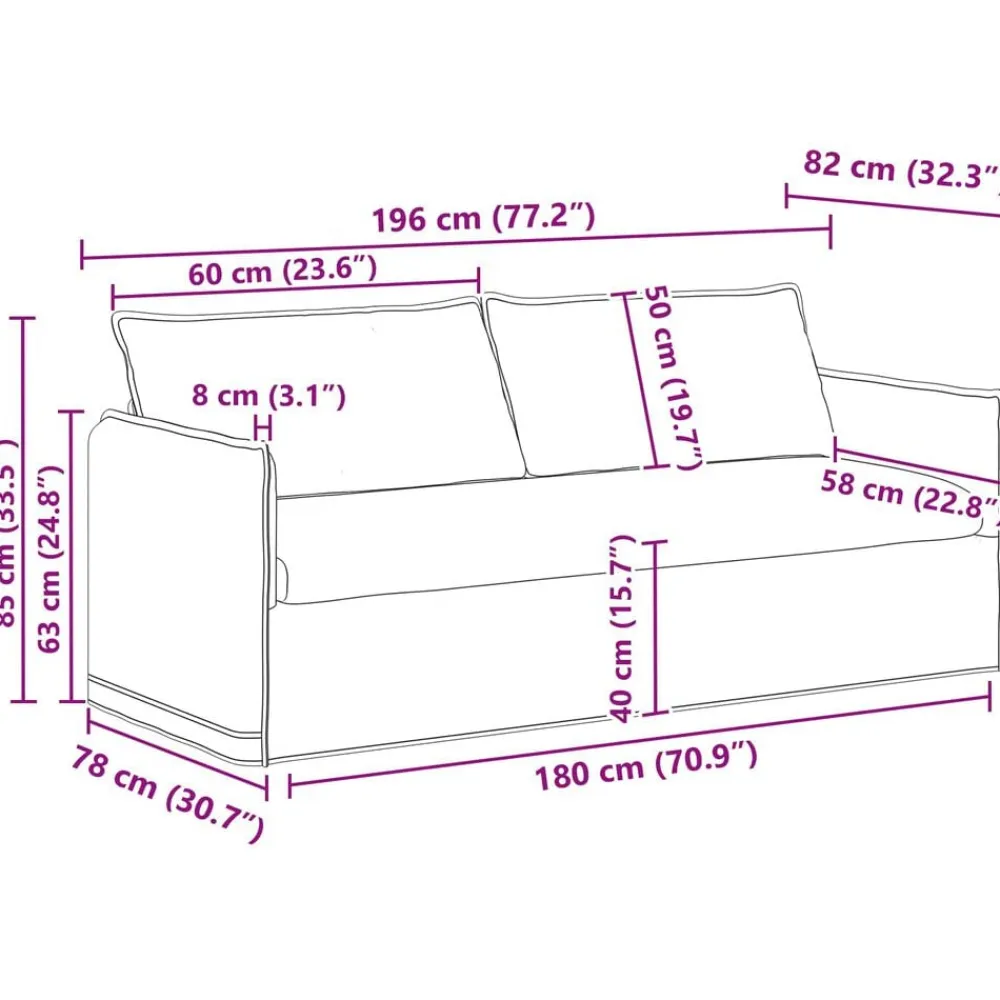 vidaXL Juego de Sofá 2 pcs 196 x 82 x 85 cm Tela Azul Outlet