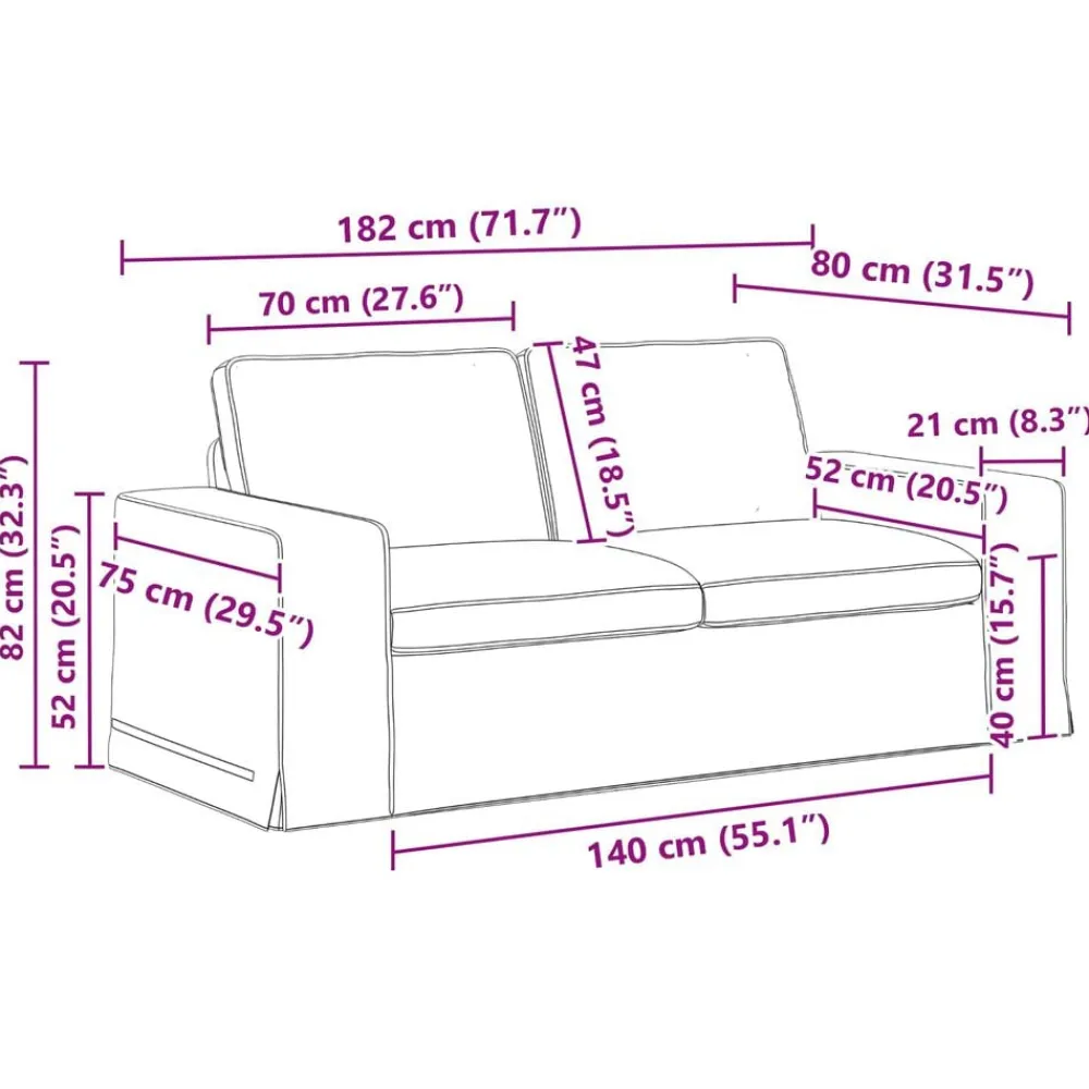 vidaXL Sofás-Juego de Sofá 2 pcs 182 x 80 x 82 cm tela