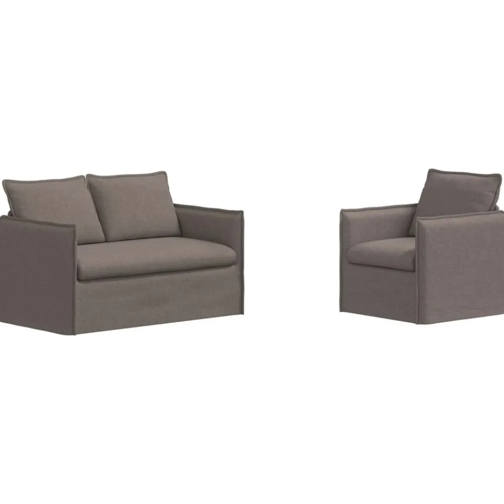 vidaXL Juego de Sofá 2 pcs 136 x 82 x 85 cm Tela Topo Clearance