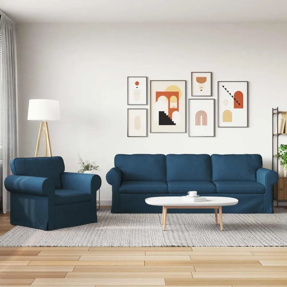 vidaXL Juego de Sofá 2 pcs 245 x 82 x 80 cm tela Azul Discount