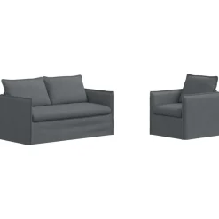 vidaXL Juego de Sofá 2 pcs 156 x 82 x 85 cm Tela Gris oscuro Sale
