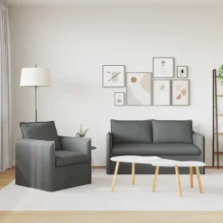 vidaXL Juego de Sofá 2 pcs 156 x 82 x 85 cm Tela Gris oscuro Sale