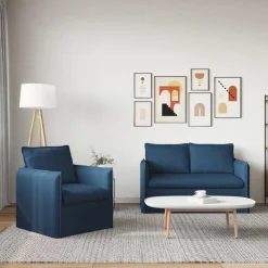 vidaXL Juego de Sofá 2 pcs 136 x 82 x 85 cm Tela Azul Outlet