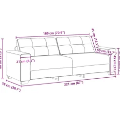 vidaXL Sofás-Juego de Sofá 3 pcs Rojo Viento 221 x 80 x 80 cm Terciopelo
