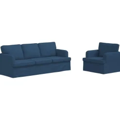 vidaXL Juego de Sofá 2 pcs 144 x 80 x 85 cm tela Azul