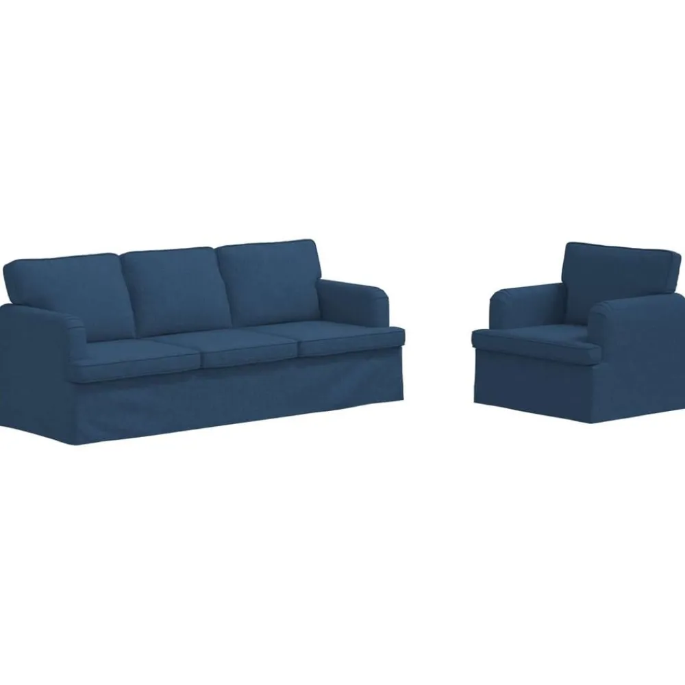 vidaXL Juego de Sofá 2 pcs 144 x 80 x 85 cm tela Azul