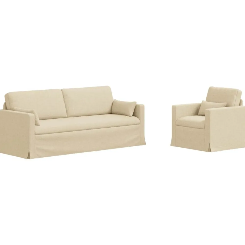 vidaXL Juego de Sofá 2 pcs 198 x 78 x 80 cm tela Crema Online