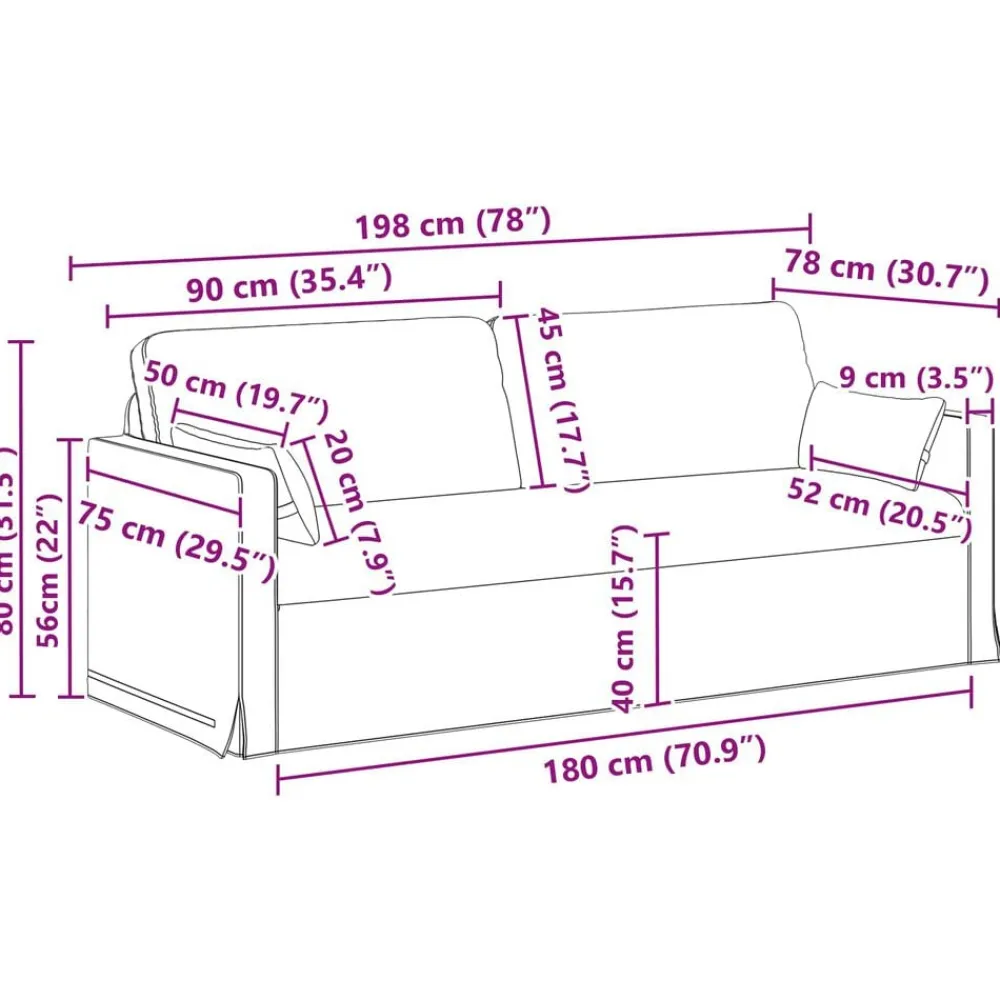vidaXL Juego de Sofá 2 pcs 198 x 78 x 80 cm tela Crema Online