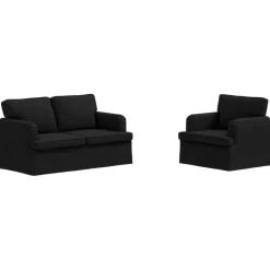 vidaXL Juego de Sofá 2 pcs 144 x 80 x 85 cm tela Negro Outlet