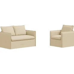 vidaXL Juego de Sofá 2 pcs 136 x 82 x 85 cm Tela Crema Outlet